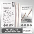 Professional double-headed black line marking pens for sketching and coloring, 6pcs set - 6Pcs/Set / Black