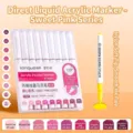 Set de 9 marqueurs acryliques série Sweet Pink avec pointes pinceaux souples en nylon - Ensemble de 9 pièces / Série Rose Doux