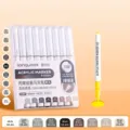 Lot de 9 marqueurs acryliques gris-brun avec pointes souples en nylon pour peinture - Ensemble de 9 pièces / Ton Gris et Brun
