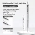 Professional 0.3mm silver full metal mechanical pencil with 20 HB lead refills set - Moonlight Silver (0.3) / 1 Pencil + 20 HB Leads