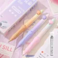 Pastel mechanical pencil set including 3 pens and lead refills with ergonomic soft grips - Small Flower / 3支装+1盒替芯