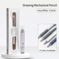 Ivory white 0.3mm mechanical pencil with lead refill box set - 1 Piece + 20 Leads / 0.3mm / Ivory