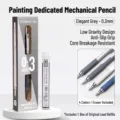 Professional 0.3mm mechanical pencil set with spare leads and gray finish - 1 Piece + 20 Leads / 0.3mm / Elegant Grey