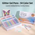 Premium 54-color glitter gel pen set with 1.0mm bullet tip for journaling and drawing - 54 Colors Glitter Effect Drawing Pens