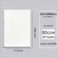 A4 Cornell-Gitter-Loseblatt-Papiereinlage mit 30 Löchern, 60 Blatt 80GSM, weiß - A4 Cornell-Nachfüllpackung / 30 Löcher / 60 Blatt