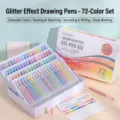 72 color Languo glitter gel pen set with 1.0mm bullet tip for journaling and drawing - 72 Colors Glitter Effect Drawing Pens