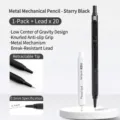 Professional 0.5mm black metal mechanical pencil for sketching with refill leads. - Interstellar Black (0.5) / 1 Pencil + 20 2B Leads