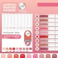 Coffret de 9 marqueurs acryliques liquides série rouge brillant à lèvres avec pointes souples - Ensemble de 9 pièces / Série Rouge Gloss