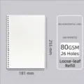 B5 linierte Loseblatt-Nachfüllung mit 26 Löchern, 60 Blatt 80GSM - B5 Linierte Nachfüllpackung / 26 Löcher / 60 Blatt
