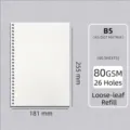 B5 Punktmatrix Loseblattpapier Nachfüllung 60 Blatt 80GSM 26 Löcher 181x255mm - B5 Punktierte Nachfüllpackung / 26 Löcher / 60 Blatt