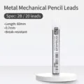0.7mm 2B mechanical pencil lead refills, 60mm length, 20 pieces per container tube - 1 Box of 20 Leads / 0.7mm