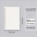 A5 Loseblatt-Papiereinlage, 20 Löcher, horizontale Linien, 80GSM, 60 Blatt für Ordner - A5 Linierte Nachfüllpackung / 20 Löcher / 60 Blatt