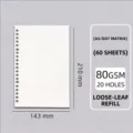 Premium A5 Punktraster-Loseblatt-Nachfüllpapier, 60 Blatt, 80 g/m² mit 20 Löchern für Planer - A5 Punktierte Nachfüllpackung / 20 Löcher / 60 Blatt