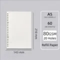 Hochwertiges A5 Cornell Notizpapier Nachfüllset mit 20 Löchern und 60 Blatt Gitter - A5 Cornell-Nachfüllpackung / 20 Löcher / 60 Blatt