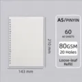 A5 Loseblatt-Nachfüllpapier mit Pinyin-Linien, 20 Löcher, 80GSM, 60 Blatt pro Packung - A5 Pinyin-Nachfüllpackung / 20 Löcher / 60 Blatt