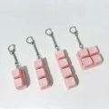 Ροζ μηχανικό πληκτρολόγιο fidget παιχνίδι μπρελόκ σε διάφορα μεγέθη και σχέδια - 2 Πλήκτρα (Χωρίς Φως) / Μπλε Άξονας - Διαφανές