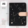 Planificador A6 negro 2025 constelaciones con tapa blanda y cierre magnético oro rosa - 64K / Negro