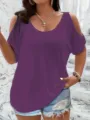 Lässiges lilafarbenes schulterfreies Oberteil in Übergröße für Damen im Sommerlook - 1XL / Oberteile / Lila