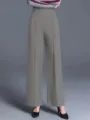 Elegant women's high-waisted wide-leg trousers in solid gray, loose fit casual style - Gray