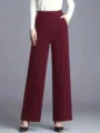 Vorderansicht der Damen-Hose mit hoher Taille und weitem Bein in Burgunderrot, lockere Passform - S / Burgunderrot