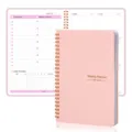 Non-dated pink spiral weekly planner with habit tracker, 52-week productivity agenda - A5 / Upgraded Pink