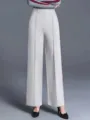 Weiße weite Hose mit hoher Taille und Bügelfalten für eine schlanke Silhouette - S / Weiß