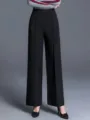 Eleganti pantaloni da donna a vita alta e gamba larga in classico nero a tinta unita - Taglia S / Pantaloni e gonne / Nero