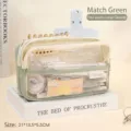 Großes matcha-grünes transparentes Federmäppchen mit vier Schichten für Schulbedarf - Vierlagige Struktur / Matcha-Grün