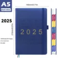 Agenda diaria 2025 A5 azul oscuro con 320 páginas y papel de 80 GSM - Azul marino