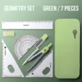 Professionelles 7-teiliges grünes Geometrie-Set mit Zirkel und Lineal für Prüfungen - Geschlossener Deckel Stil / 7-teiliges Set / Grün