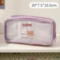 Purple cute rabbit and bear pencil case with large capacity and multi-layer design - Rabbit + Bear / 20x7.5x10.5cm / Purple