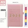 Agenda diaria A5 rosa 2025 con 160 hojas y páginas interiores en español para organizar - Rosa Claro