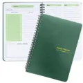 Professional deep green spiral weekly planner with a 52-week non-dated layout design - Classic Green