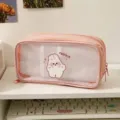 Pink large capacity transparent multi-layer pencil case with cute cartoon rabbit pattern - Rabbit / 20x7.5x10.5cm / Pink