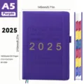 Agenda diaria A5 púrpura 2025 con 160 hojas y papel de alta calidad de 80 GSM - Púrpura profundo