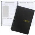 Non-dated 52-week spiral weekly planner notebook in black with functional layout pages - Classic Black with Gray Inner Pages