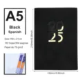 Agenda diaria A5 2025 española negra con 304 páginas y papel de 70g/m² - A5 / Negro