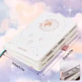 Agenda académica A5 blanca 2025-2026 con pestañas mensuales y 204 hojas de papel - Patrón Cielo Estrellado (2025-2026) / A5 / Versión en Inglés / Blanco