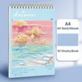 Professional A4 spiral sketchbook with artistic impasto cover, 50 sheets for drawing and sketching - Girl's Sea / A4
