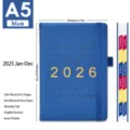 Agenda giornaliera 2026 A5 blu professionale con 412 pagine e schede mensili - Blu scuro