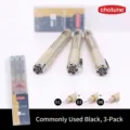 Professional set of 3 black waterproof technical fineliner pens for drawing and sketching - 3pcs