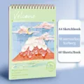 Professional A4 spiral-bound sketchbook with artistic volcano cover design, 60 sheets - Watermelon Iceberg / A4