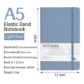 Light blue A5 bullet notebook with fabric cover and elastic strap, 160 pages 100GSM - A5 / Denim Blue