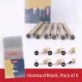 Set of 6 professional black fineliner drawing pens with assorted nib sizes - 6Pcs/Set