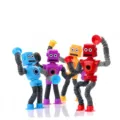 Detail showing four colorful telescopic suction cup robot fidget toys for kids - Robot / Without Light Random Color (1 Piece/Pack)