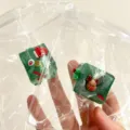 Green Christmas squishy stress relief toy with reindeer decoration in plastic bag - Square Ice Cube Style / Christmas Green Crystal Ice Cube