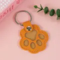 Oranje lederen dierenpoot sleutelhanger voor het bewaren van gedenkharen van dieren - Oranje Poot