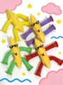 Funny banana-shaped suction cup telescopic tube fidget toys in vibrant green red purple - Banana Figure / Without Light Random Color (1 Piece/Pack)