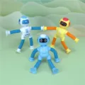 Suction cup telescopic tube robot fidget toys in three colors for kids - Astronaut / Without Light Random Color (1 Piece/Pack)