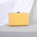Elegante gelbe Abendhandtasche mit Leinentextur und Metallverschluss für Bankette - Gelb